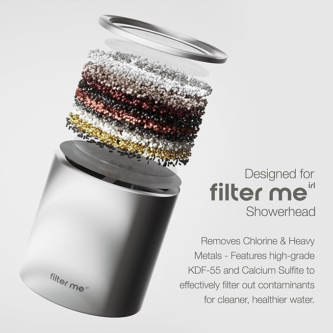 Filter Me IRL Shower Head Filter Replacement Cartridge - Removes Chlorine, Heavy Metals & Harmful Chemicals - Reduces Hair Loss, Acne, Frizz & Breakouts - Improves Skin Texture | 90-Day Supply