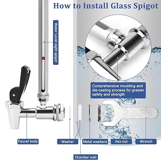 Fit for Berkey Spigot Replacement 10 inch Stainless Steel Leak-Proof Spigot Compatible with Be-rkey Gravity Water Filtration System Clear View Spigot for Travel, Big, Royal and Others by Fetechmate
