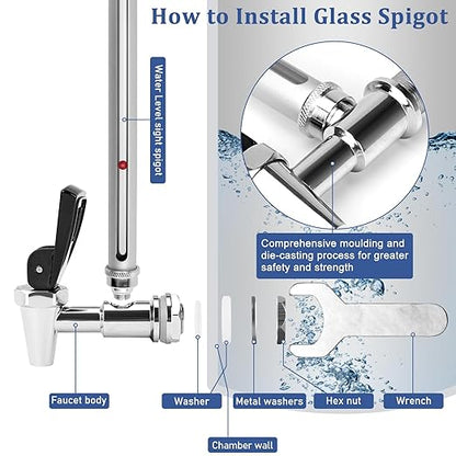 Fit for Berkey Spigot Replacement 10 inch Stainless Steel Leak-Proof Spigot Compatible with Be-rkey Gravity Water Filtration System Clear View Spigot for Travel, Big, Royal and Others by Fetechmate
