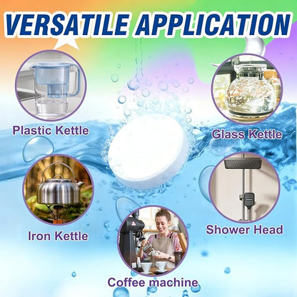 Kettle Descaler Tablets, 20 Pack Citric Acid Cleaner for Electric Kettles | Citric acid descaling tablets, limescale removal, hard water buildup, electric kettles, shower heads