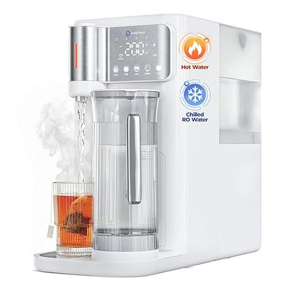 Countertop Reverse Osmosis System with Hot & Cold Water, Large Capacity, 6-Stage RO Filter with Mineralization, 3:1 Pure to Drain, TDS, Autofill Pitcher, Child Lock