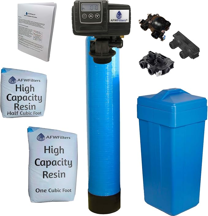 AFWFilters 1.5 Cubic Foot 48k Whole Home Water Softener with High Capacity Resin, 3/4"