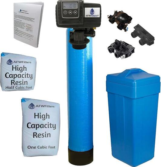 AFWFilters 1.5 Cubic Foot 48k Whole Home Water Softener with High Capacity Resin, 3/4"