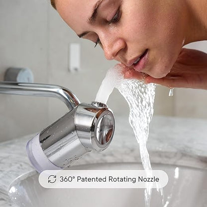 Qure Skincare Bathroom Sink Filter Water Faucet for Skin, Reduces 99% Chlorine and Heavy Metals, Skin Hydration in 4 Weeks, Reduces Build-Up, Balances pH, Softer Skin & Hair - Silver