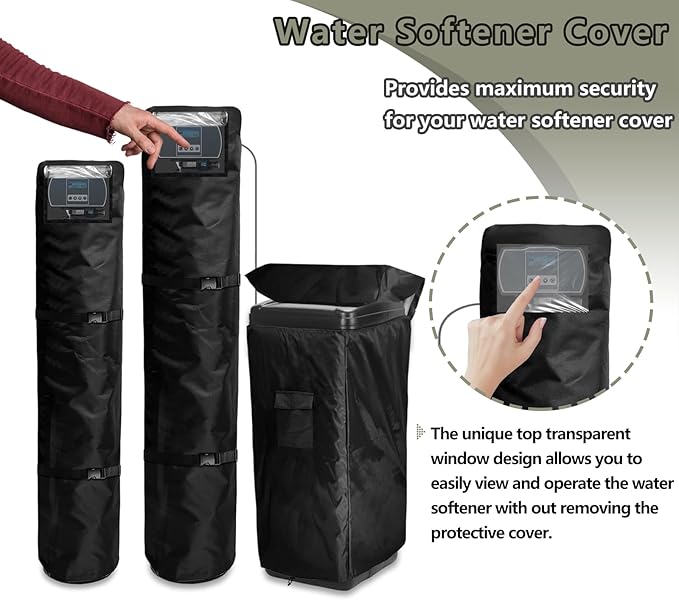Bitubi Water Softener System Cover Outdoor for PRO+AQUA Water Softener System, 2Pcs Softener Tank/Filter Cover + 1Pcs Brine Tank Cover, All Weather Protection, Black