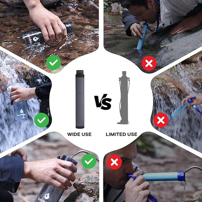SurviMate Replacement Filter for Filtered Water Bottle with 5-Stage Intergrated Straw, for Camping, Hiking, Backpacking and Travel