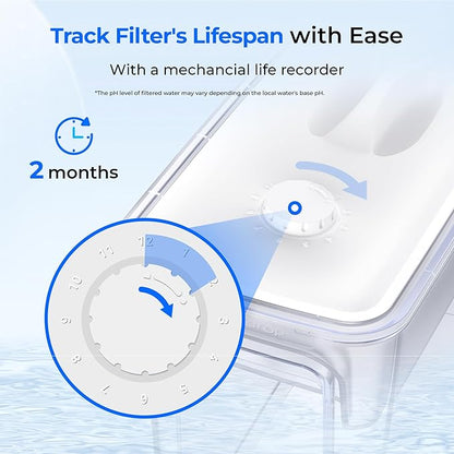 Waterdrop Slim Alkaline Water Filter Dispenser, 35-Cup, Large Capacity, 100-Gallon Long-Life, Faster Filtration, Reduces Chlorine, PFOA/PFOS and More, BPA Free, White (with 1 Filter)