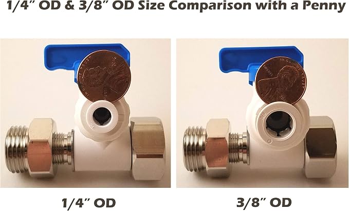 TOTOMO 3/8"OD Push Fit Angle Stop Adapter Valve - Fits both 3/8" & 1/2" Under Sink Cold Water Supply Diverter for RO Water Purifier System, Coffe Brewer, Ice Maker