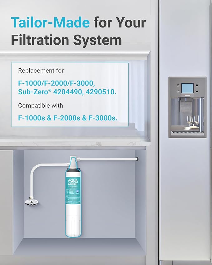AQUA CREST F-2000 Water Filter, Replacement for InSinkErator® F-1000, F-2000, F-3000, AquaPure AP Easy C-Complete, 500 Gallons, NSF/ANSI 42, 2 Pack