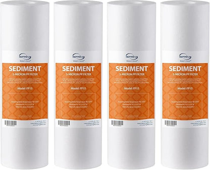 iSpring FP15X4-N, NSF Certified, 5 Micron 10"x2.5" Multi-layer Sediment Water Filter Cartridges, 4-Pack