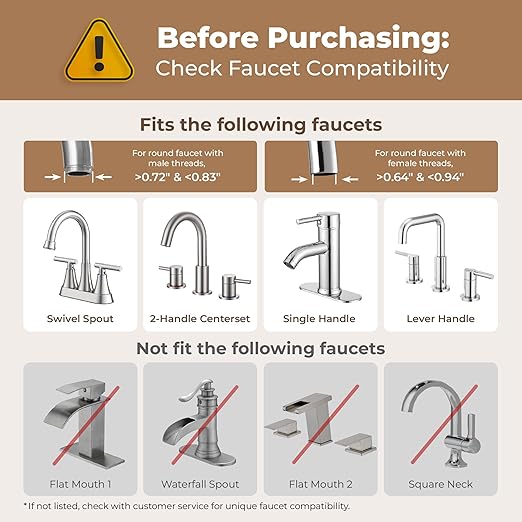 Waterdrop BFT1 Skincare Bathroom Sink Filter, Water Filter for Sink Faucet, 0.000001 mm, Reduces 99.9% Chlorine, Skin Redness & Scale Control, Water Softner, NSF Certified (1 Filter Included)