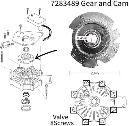 7384691 7286039 Water Softener Motor with Screws with 7283489 Cam and Gear for High Flow 1" systems, Original OEM Part
