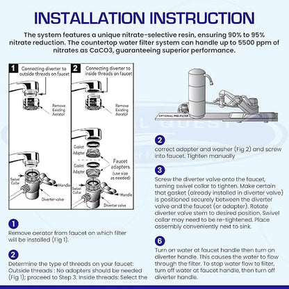 Nitrate Removal | Smart Classic Countertop Water Filter System | White | Crystal Quest