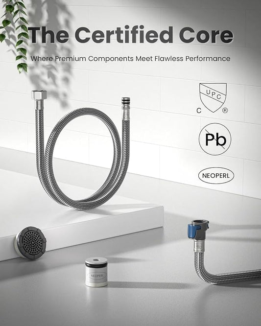 APPASO Kitchen Faucet with Water Filter, CUPC-Certified Hoses for Healthy Water, Matte Black 3 Way Sink Filter Faucets with Sprayer, 2 in 1 Faucet Black Matte (Without Filtration Device)