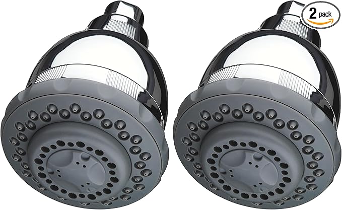 Culligan WSH-C125 Wall-Mounted Filtered Showerhead with Massage, 10,000 Gallon, Chrome, 8.5"L x 4.75"W (Pack of 2)