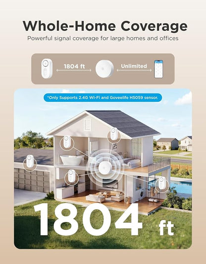 GoveeLife Upgraded Smart Water Leak Detector 1s with 4.92 ft Cable, 1 Pack | WiFi Water Sensor with SMS/Email/APP Push and Sound Alarm, 5Yr Battery Life, IP66, Suit for Home, Basement, Kitchen, Cabin/RV