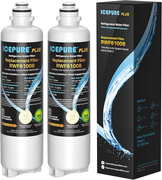 ICEPURE PLUS BORPLFTR55 Refrigerator Water Filter Replacement for Bosch Ultra Clarity Pro 11032531, 12033030, BORPLFTR50, 12028325, 11025825, B36CT80SNS, WFC100MF, WFS200MF, 2Pack