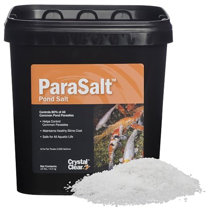 CrystalClear ParaSalt Rock Salt Crystals for Pond & Water Garden, 10 lbs | Natural aquatic additive, fish parasite control with beneficial stress reducing slime coat treatment koi, plants & pet safe