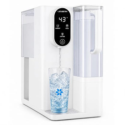 Leysern Cold Countertop Reverse Osmosis Water Filter, No Installation | 7-Stage RO Filtration with UV, Dual-Thermoelectric Cooling, Water Purifier with TDS Monitor, NSF 372 Certified, White