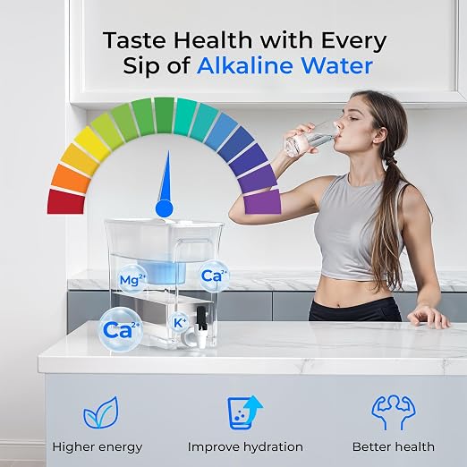 Waterdrop WFD-40W-L-A Water Filter Dispenser, Alkaline Filtration, White | 35-Cup Large Capacity, 100-Gallon Long-Life, Reduces Chlorine, PFOA/PFOS and More, BPA Free