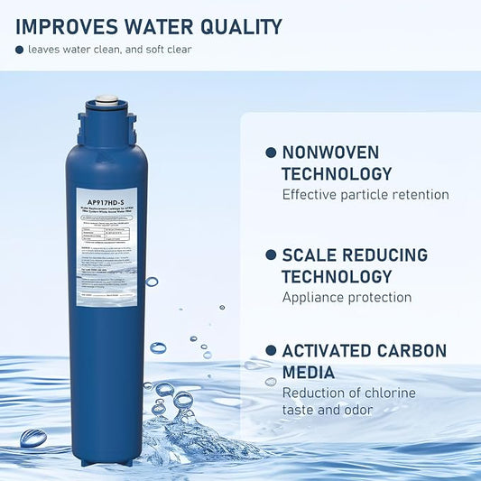 AP917HD-S AP904 Water Filter Replacement, Whole House Sanitary Quick Change Water Filter Cartridge Compatible with 3M Aqua-Pure AP917HD-S and AP904 System, Reduces Sediment, Odor, and Scale 1 Pack