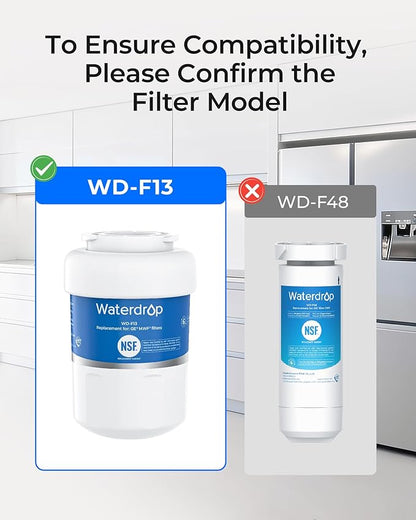 Waterdrop WD-F13 Replacement for GE® MWF® Water Filter, SmartWater® MWFP, GWF, HDX FMG-1, RWF1060, GSE25GSHECSS, 4 Filters(Package May Vary)