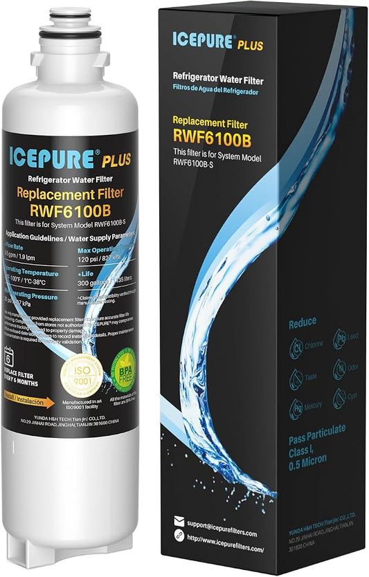 ICEPURE PLUS BORPLFTR50 Refrigerator Water Filter Replacement for Bosch Ultra Clarity Pro BORPLFTR55, 11032531, 12033030, 12028325, 11025825, B36CT80SNS, B36CL80ENS, WFC100MF, WFS200MF, 1PACK