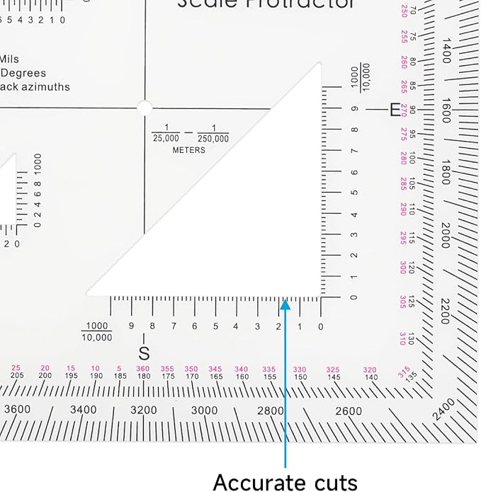 CYA MP-2 GTA 5-2-12 Military Map Protractor - UTM MGRS Coordinate Scale | GTA 5-2-12 equivalent map protractor with degrees, mils & reverse azimuths. Fits 1:10k to 1:250k UTM/MGRS charts.
