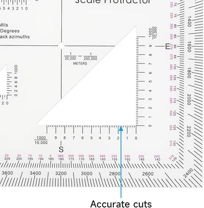 CYA MP-2 GTA 5-2-12 Military Map Protractor - UTM MGRS Coordinate Scale | GTA 5-2-12 equivalent map protractor with degrees, mils & reverse azimuths. Fits 1:10k to 1:250k UTM/MGRS charts.
