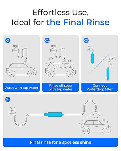 Waterdrop Hard Water Filter for Hose Car Wash, Water Deionizer for Car Washing, Window, Boat, Marine, Motorcycle, Yard Cleaning, Wash Spot Free, 2 Pack with Hose Protector