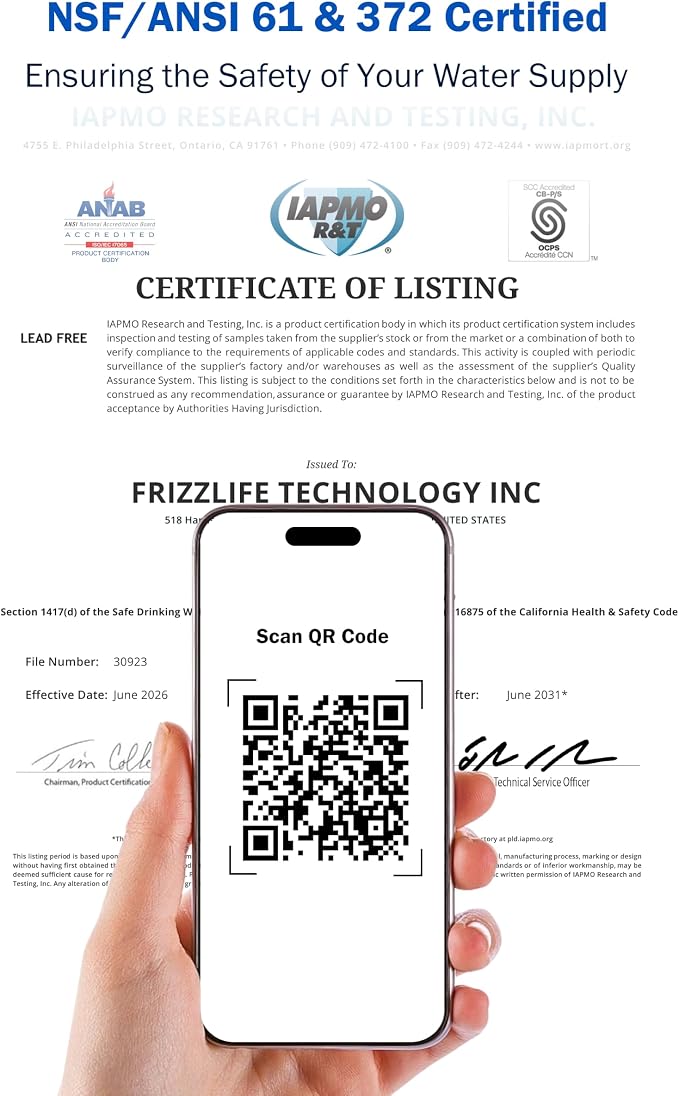 Frizzlife LP365-P Smart Water Monitor and Automatic Shutoff - 0.01 GPM Ultrasonic Micro Leak Detection, Wi-Fi / APP Control, Pressure+Flow Monitoring, 24/7 Water Usage Reports, Fits 1.25" and 1"
