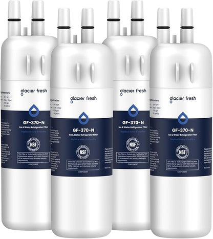 GLACIER FRESH EDR1RXD1 Water Filter Compatible with W10295370A, 4 Pack | WHR1RXD1, KAD1RXD1, Filter 1, W10295370, P4RFWB, P8RFWB2L, 46-9930, 46-9081 Refrigerator Water Filter