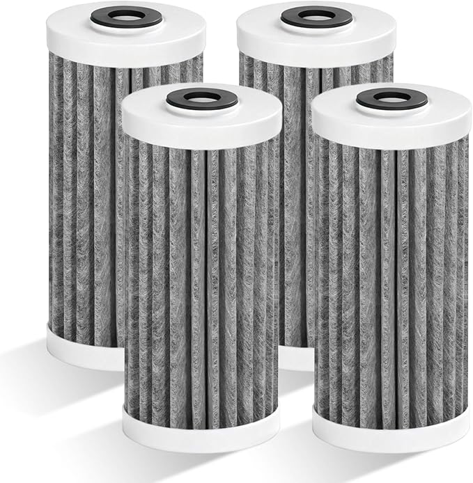 4 Pcs 4.5"x10" 5 Micron Carbon Block Water Filter Replacement Cartridge | Compatible with AO Smith WH-PREL-RCP Whole House Systems, Reduces Sediment & Chlorine