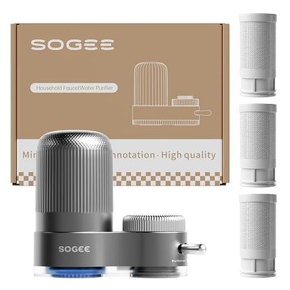 Water Filter for Sink Faucet,NSF42 Certified Faucet Mount Water Filter System Remove Chlorine,Odor & Heavy Metals,Lasts 300+ Gallons,Fits for 15/16",13/15",3/4" Kitchen Faucets,3*Filters,LJ203