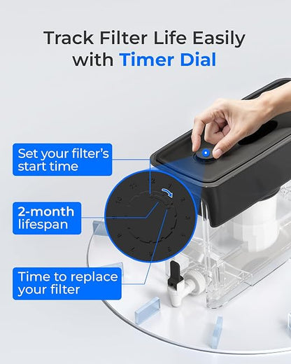 Waterdrop WFD-03L Water Filter Dispenser, TDS Reduction, 35-Cup, White | 6-Stage Advanced Filtration, Large Capacity with 1 Filter, Reduce Chlorine, PFOA/PFOS and More for Healthier