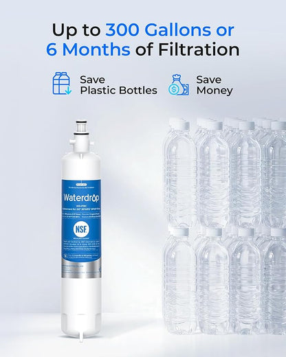 Waterdrop WD-F19C Replacement for GE® RPWFE®, RPWF (with CHIP) Refrigerator Water Filter, Compatible with GFE28GBLTS, GFE28GGKBB, GFE28GSKSS, PFE28KSKSS, PFE28KMKES, 2 Filters Package May Vary
