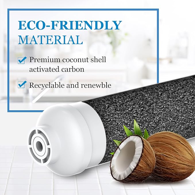Inline Water Filter for Ice Maker, Refrigerator, Under-Sink Reverse Osmosis Water System, Post Activated Carbon Water Filter Replacement Cartridge with 1/4-Inch Compression-Connect (Pack of 2)