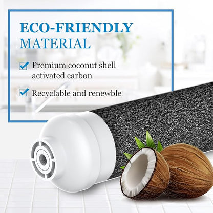 Inline Water Filter for Ice Maker, Refrigerator, Under-Sink Reverse Osmosis Water System, Post Activated Carbon Water Filter Replacement Cartridge with 1/4-Inch Compression-Connect (Pack of 2)