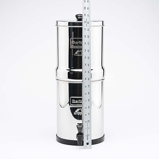 Travel Berkey Gravity-Fed Water Filter with 2 Black Berkey Elements + 2 Berkey PF-2 Fluoride and Arsenic Reduction Elements—Use at Home or Outdoors