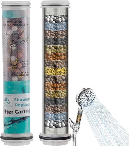 Hibbent 2 Pack Replacement Shower Filter, 20 Stage Showerhead Filter for Hard Water, Water Softener Filters for Hibbent 10-Spray Handheld Shower Head