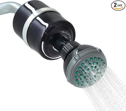 Crystal Quest Shower Filter with Head, Shower Head Filter for Hard Water, Shower Water Filter Removes Chlorine, chloramines & VOCs, Filter Shower Head, Improves Skin & Hair, Long-Lasting - Black