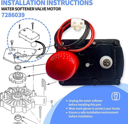 7286039 Water Softener Valve Motor with Gear 7283489 Replaces Old Part Numbers: 7281291,7384691,7234731,WS26X10021,WS26X21821,Fit for Softener Systems