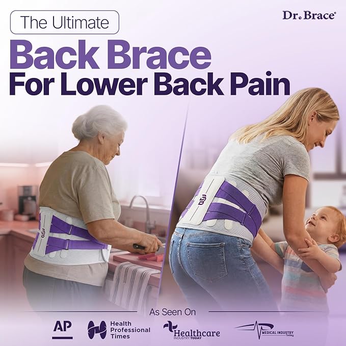 DR. BRACE® Lower Back Brace for Men & Women for Lower Back Pain Relief, Revolutionary Versatile Splints System & Removable Lumbar Pad, Adjustable & Breathable Back Support Brace (47.2-53.1″)