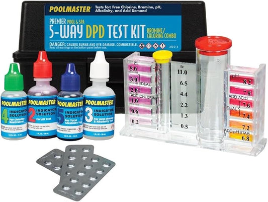 Poolmaster 22272 5-Way Test Kit with DPD Tablets and Case - Premier Collection, Small, Neutral