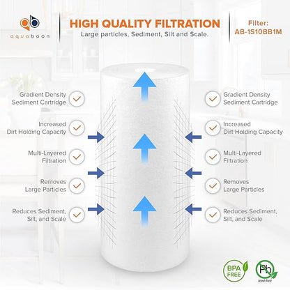 Aquaboon Whole House 1 Micron Water Filter 10 x 4.5 Against Sediment Water Filter Cartridge Replacement Compatible with DGD-5005, AP810, 20-Pack