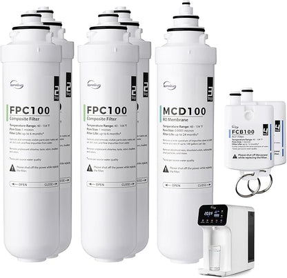 iSpring F7RCD100 2-Year Replacement Filter Pack for RCD100 RO System Countertop, Includes FPC100 x4, MCD100 x1, FCB100 x2, 7 Pieces