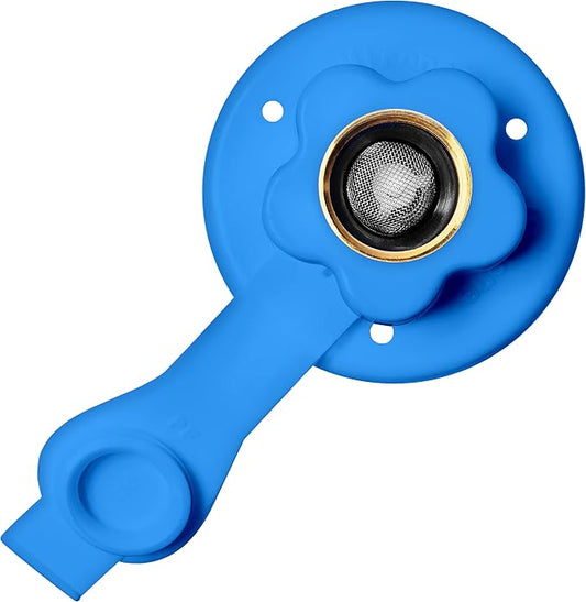 Mirone RV City Water Fill Inlet Connection. RV City Water Fill Inlet. Hose Connector. Flange Brass with Check Valve, Camper, Trailer, Marine (White) (Blue)