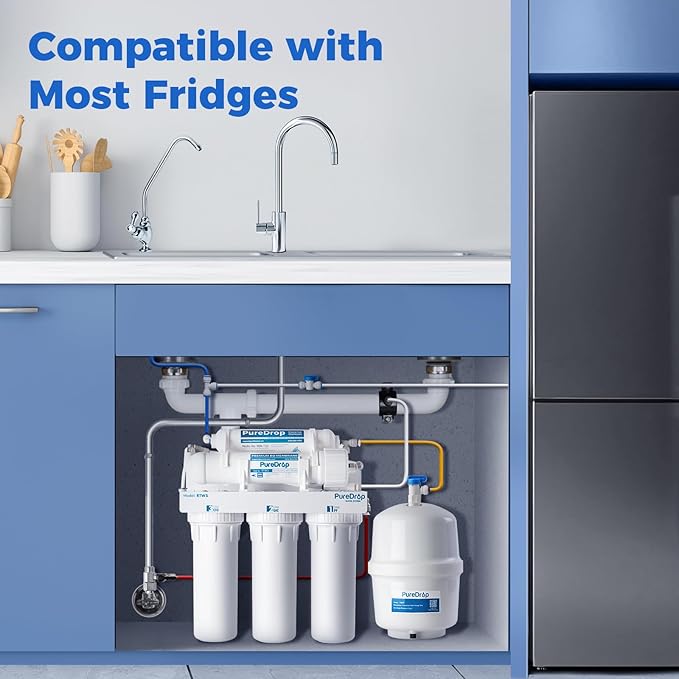 PureDrop RTW5 SGS-Tested 5 Stage Reverse Osmosis Water Filter System with Innovative Top-Mounted Faucet Design, TDS Reduction 50 GPD Under Sink RO Water Filtration Plus Extra 3 Filters