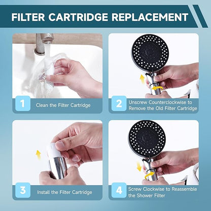 2 Pack Shower Head Filter Replacement for Hard Water, High Output Water Softener Filters Remove Chlorine & Sediments, Improve Skin & Hair, Only Compatible Replacement Filters for CTBOM Shower Head