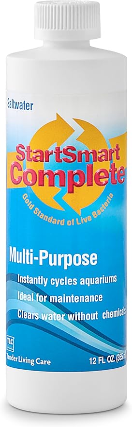 TLC Products StartSmart Complete Saltwater Aquarium Cycle Starter & Beneficial Nitrifiers, Supports Clear Water & Biofiltration, Reduces Excess Sludge, 12 oz (354 ml)